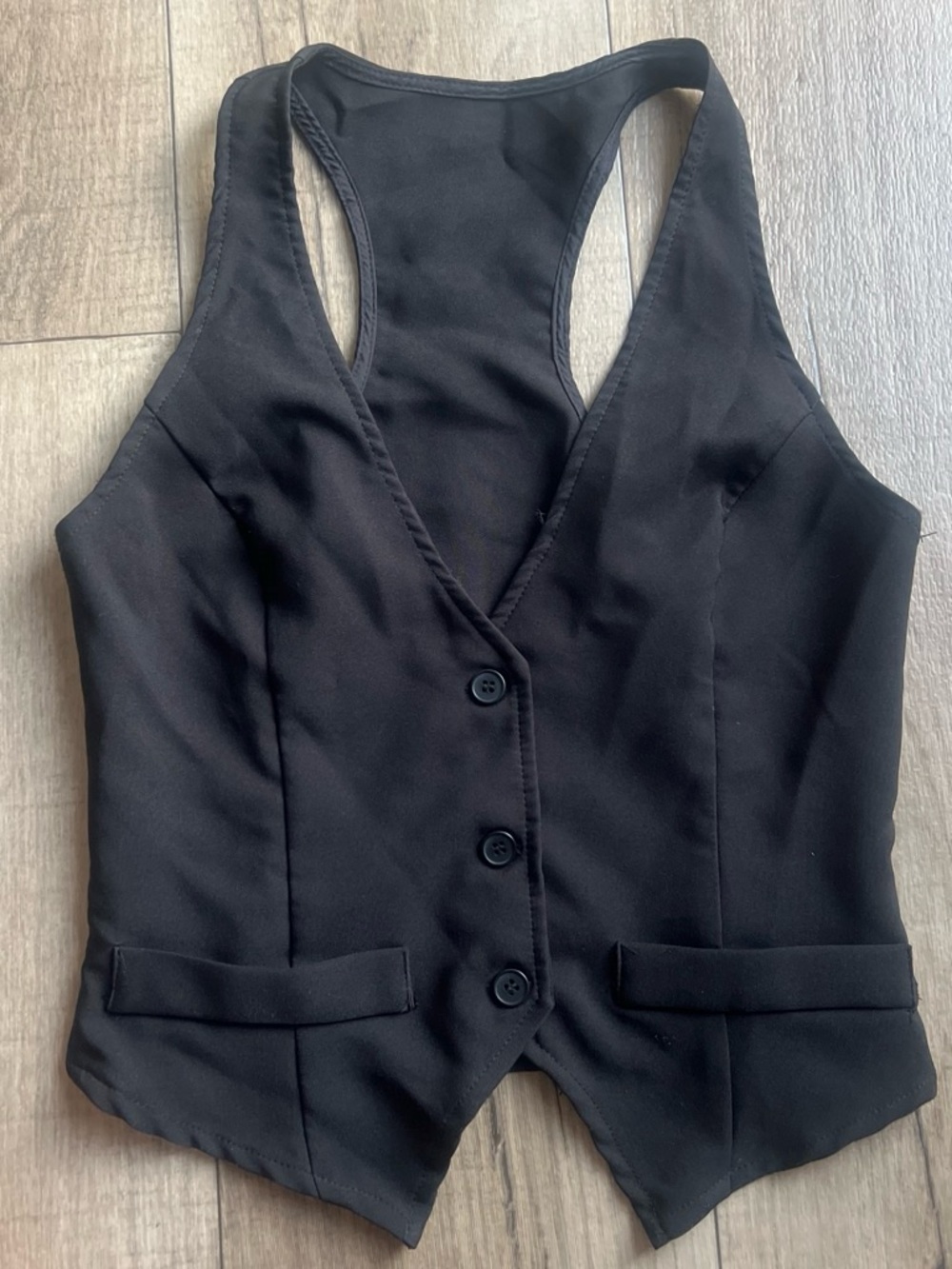 SHEIN Black Racerback Button Front Bodysuit Vest